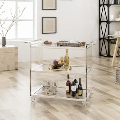 Yves Bar Trolley with Glass Shelves by Christopher Knight Home