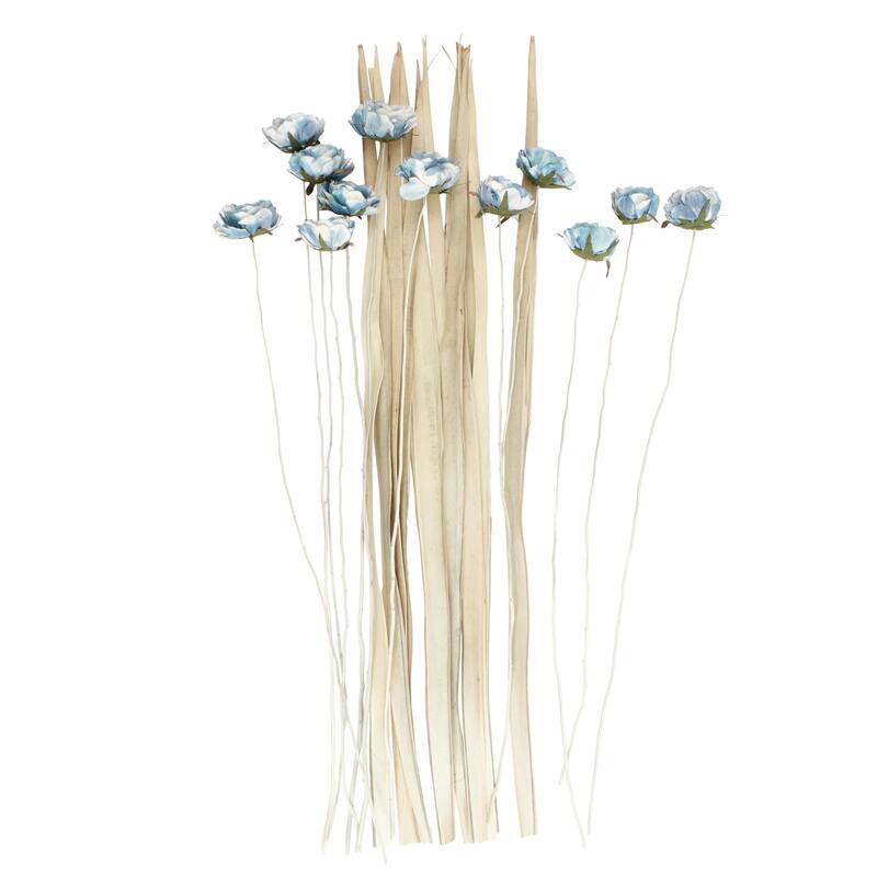 Dried Plant Tall Natural Foliage with White Stems - Blue - Roche River Decor - 12"W x 12"L x 50"H