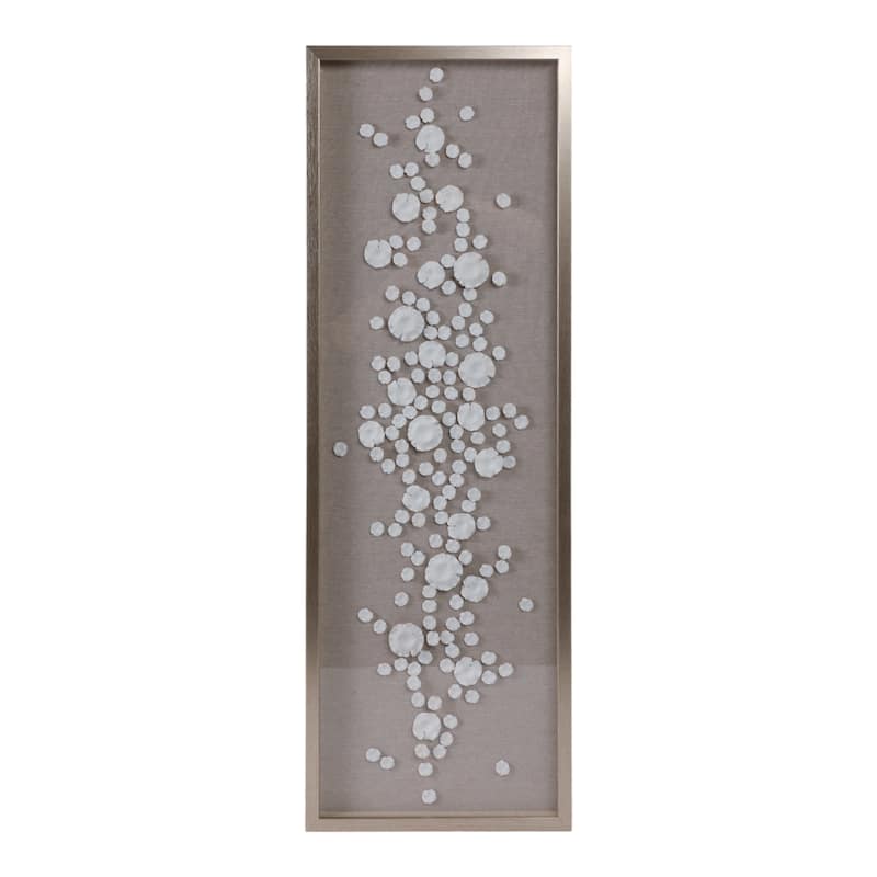 Resin Canvas Wall Art Vertical Floral Design with PS Frame - 47" White
