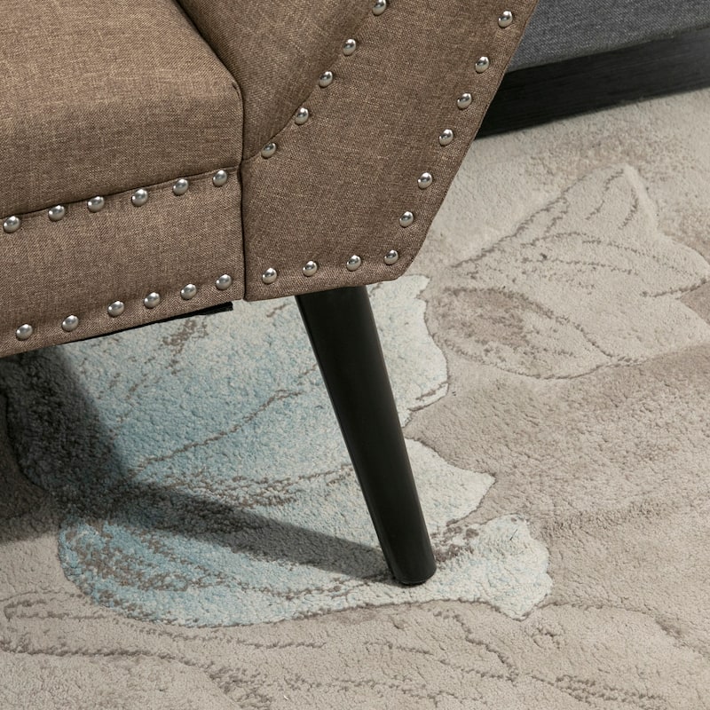 HOMCOM Modern Button Tufted Sitting Bench/Accent Fabric Upholstered Ottoman for Bedroom or Living Room
