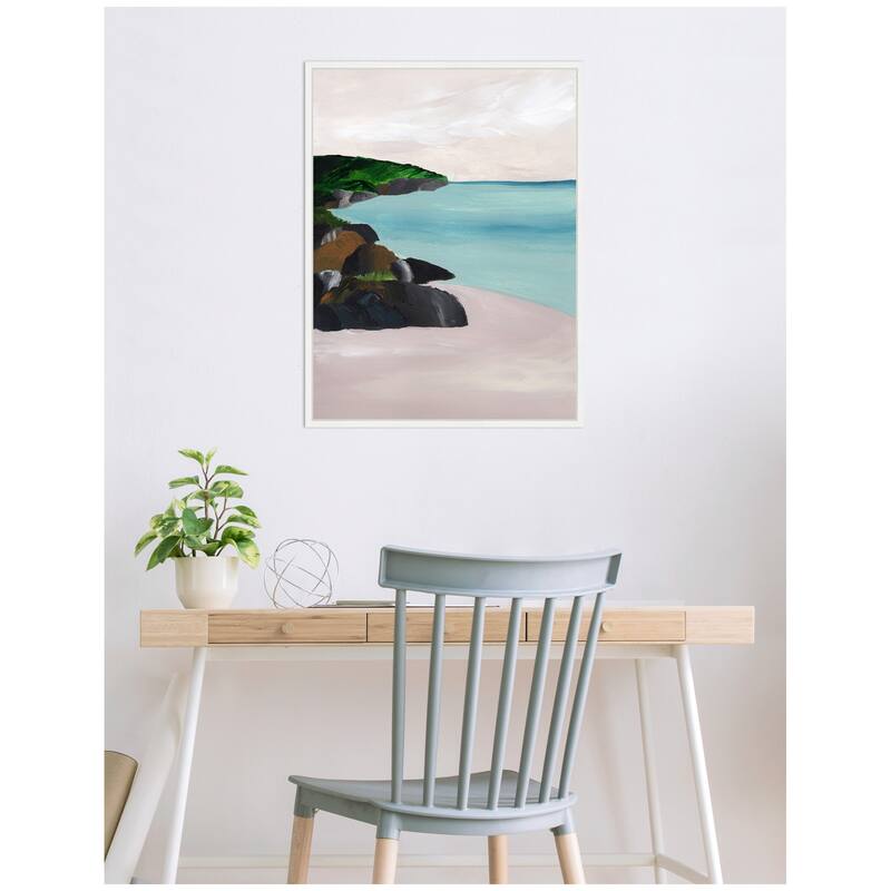 Kate and Laurel Sylvie Seascape Framed Canvas by Nikita Jariwala