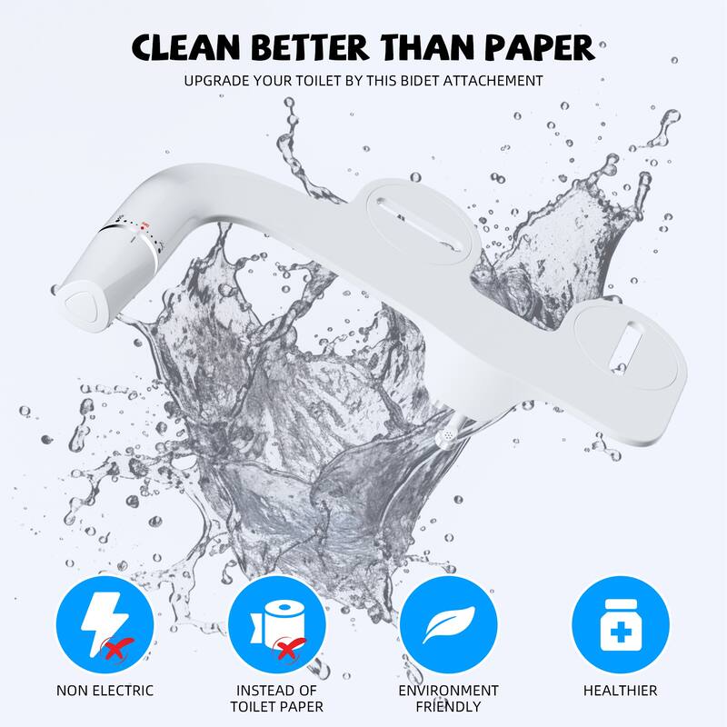 Bidet Toilet Seat Attachment, Non-Electric Dual Nozzle Cold Water