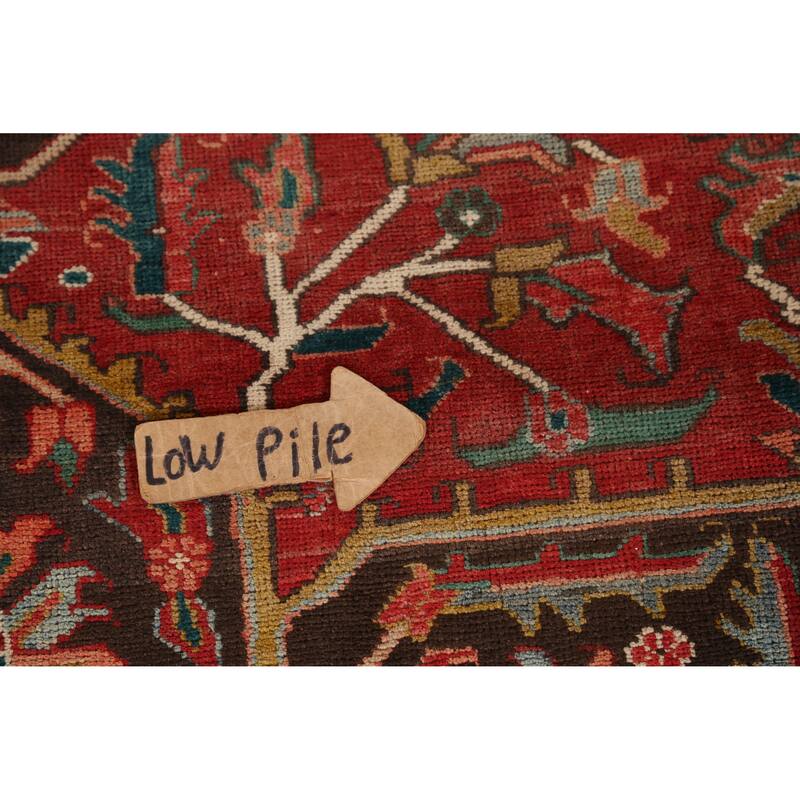 Hand Knotted Oriental 100% Wool Carpet Traditional Floral Red Heriz Area Rug - 9' 7'' X 7' 2''