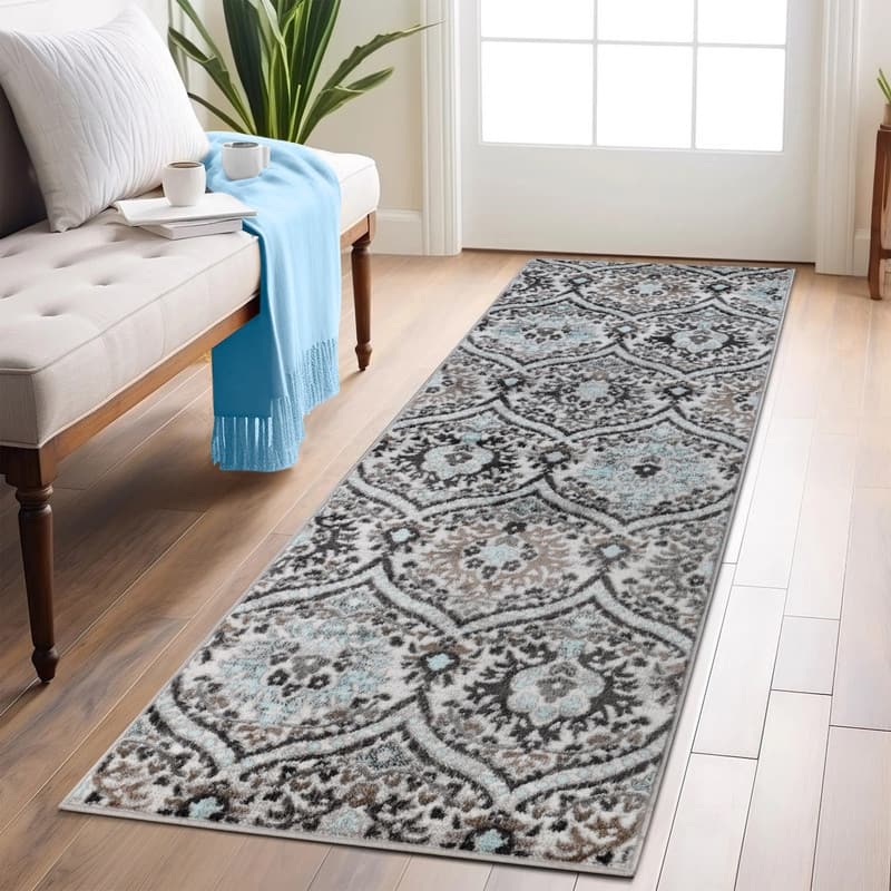 Superior Oriental Traditional Indoor Area Rug - 2' 7" x 8' - Turquoise