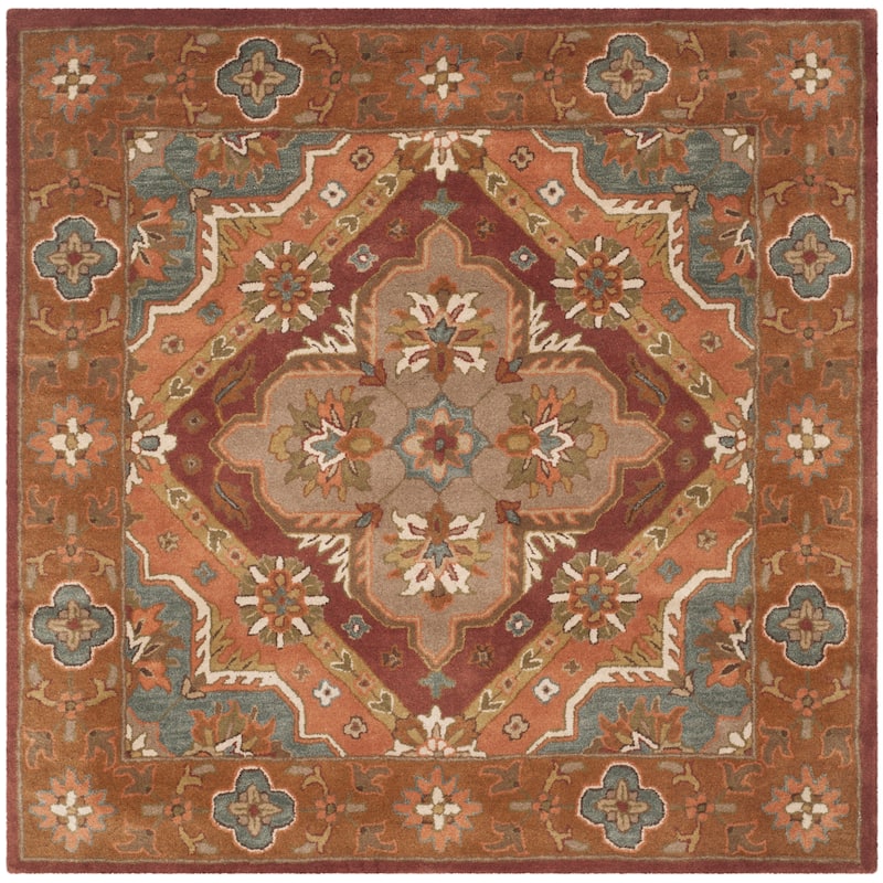 SAFAVIEH Handmade Heritage Tapestry Traditional Oriental Wool Rug - 6' Square - Rust