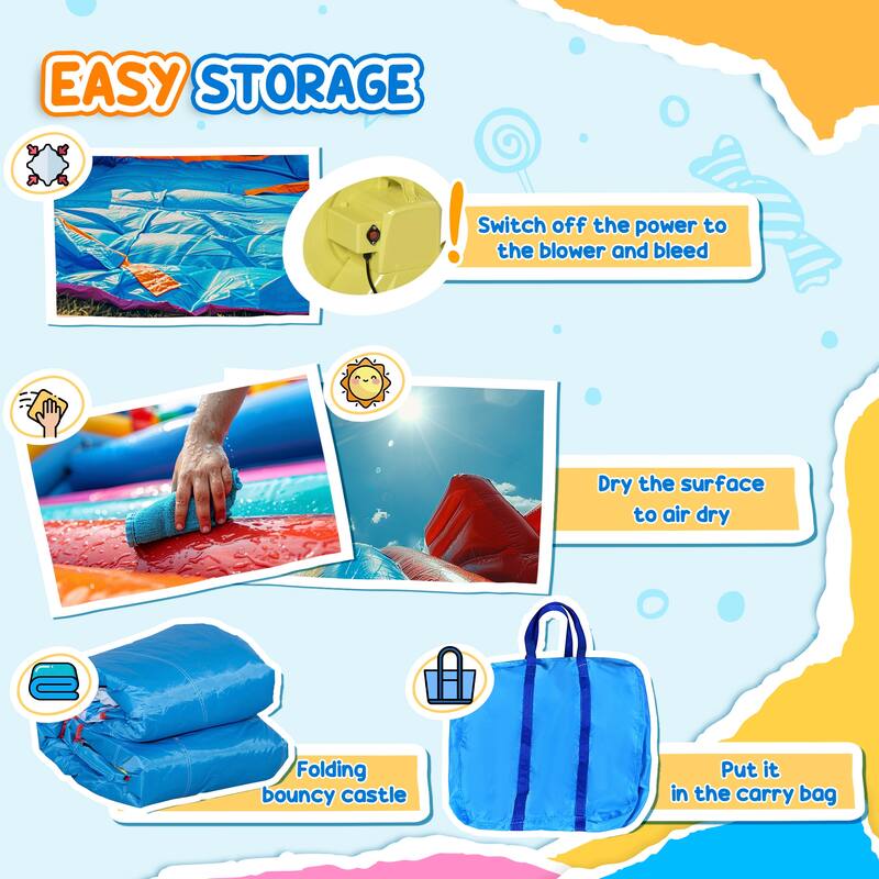 Outsunny 6-in-1 Inflatable Water Slide, Kids Water Park Castle Bounce House with Pool, Slide, Trampoline, Climbing throwing Wall