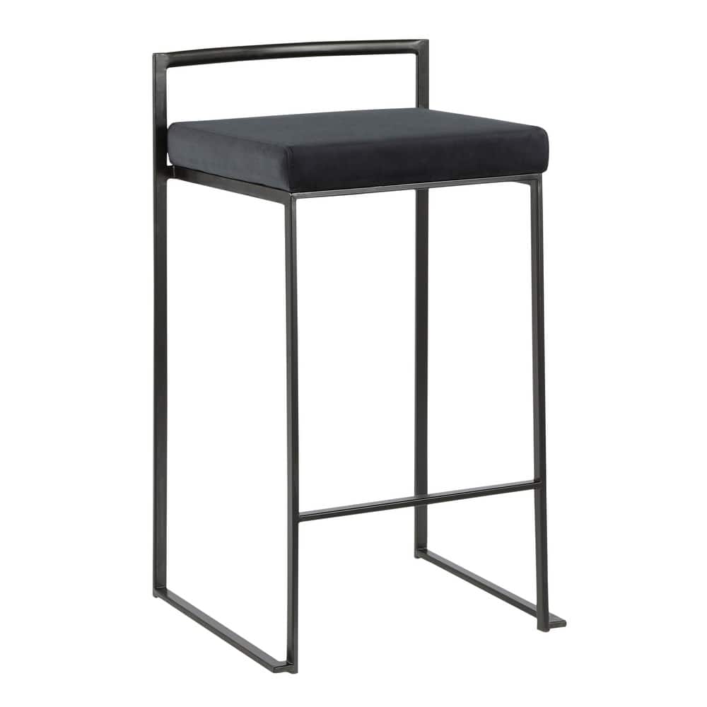 Porch & Den Forrest Black Stackable Fully Welded Counter Stool (Set of 3)