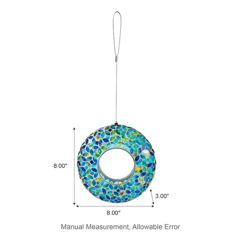 Glitzhome Round Hanging Multi-Color Mosaic Birdfeeder
