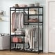 preview thumbnail 4 of 22, Large closet organizer Double Hanging Rod Clothes Garment Racks with Storage Shelves Black