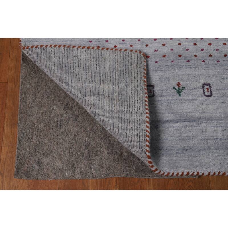 Hand Knotted Oriental 100% Wool Carpet Tribal Animal Pictorial Greys & Charcoal Gabbeh Area Rug - 9' 9'' X 8' 2''