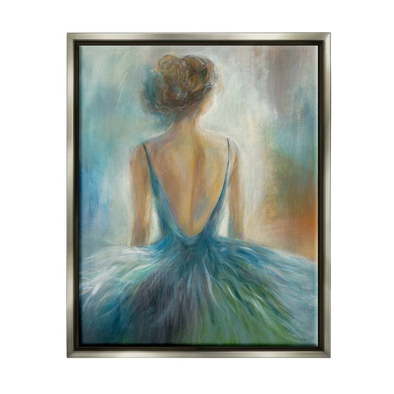 Stupell Ballet Girl Blue Orange Figure Painting Floater Frame