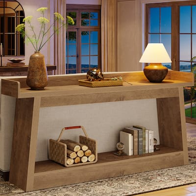 70.87-Inch Extra Long Console Table for Entryway, Sofa Table with Storage Shelf & Anti-Drop Baffle