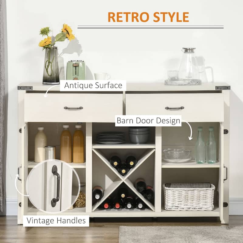 HomCom Wooden Farmhouse Sideboard Storage Buffet Cabinet