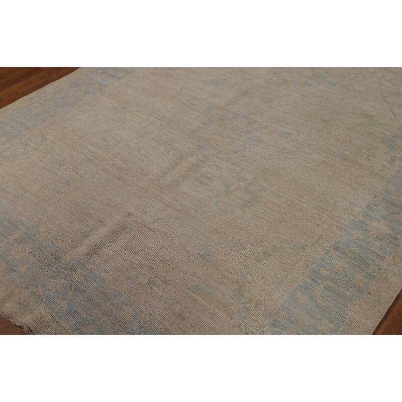 Hand Knotted Oriental 100% Wool Carpet Transitional All-Over Beige & Ivories Oushak Area Rug - 8' 10'' X 5' 10''