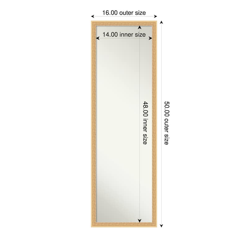 Bethany Non-Beveled Wood Framed Full-Length On the Door Mirror - 16 x 50 in - Bethany Gold