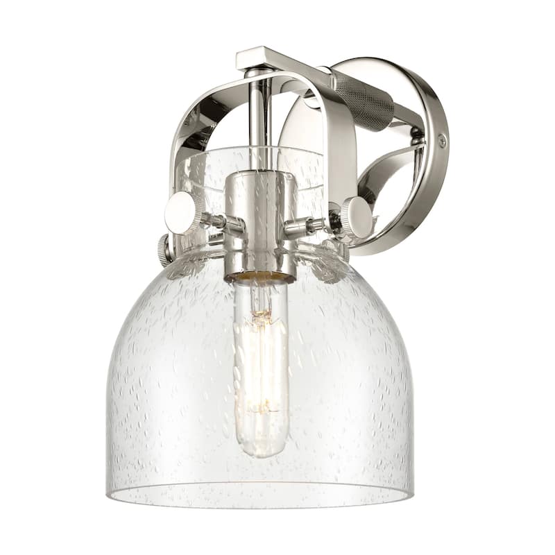 Innovations Lighting 423-1W-5-7 Pilaster II Bell Sconce Pilaster II - Polished Nickel / Seedy