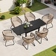 preview thumbnail 28 of 50, 5/7/11-Piece Set Outdoor Aluminum Extendable Patio Dining Set Rectangle Table with Rattan Chairs Beige - 82.68 in Table - 7pcs Set