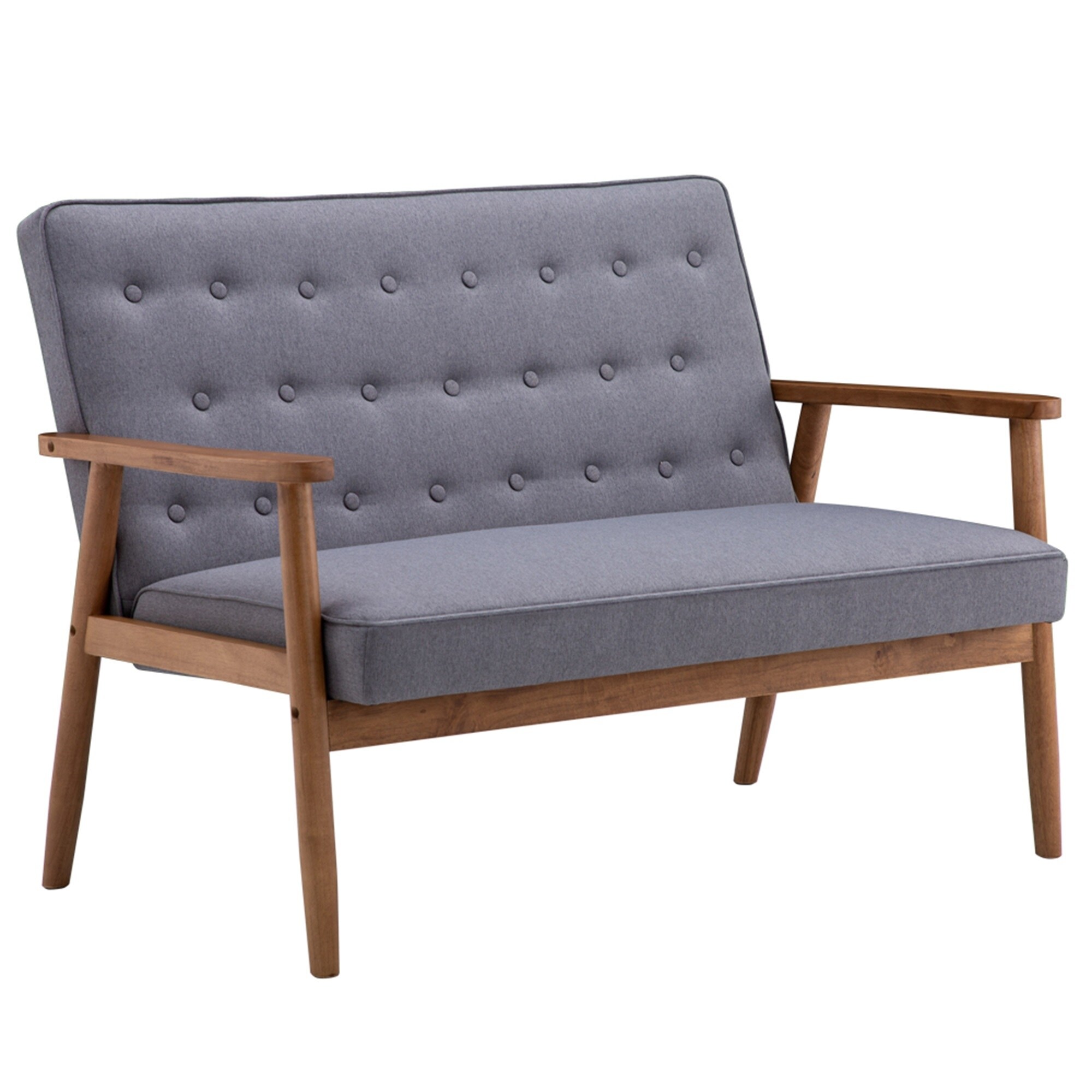 Retro Modern Wood Double Sofa Chair Leisure Chair Light Gray Fabric On Sale Overstock 31762551