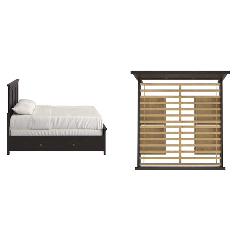 Varenna King Size Wood Panel Platform Storage Bed