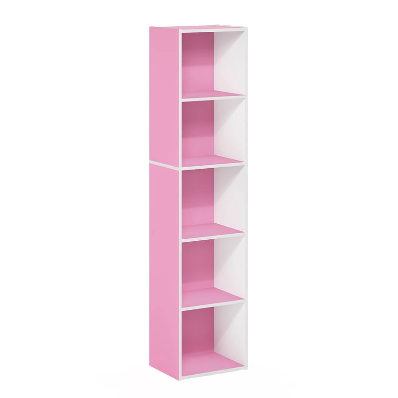 52 in. Tall Pink/White Wood 5-Shelf Bookcase