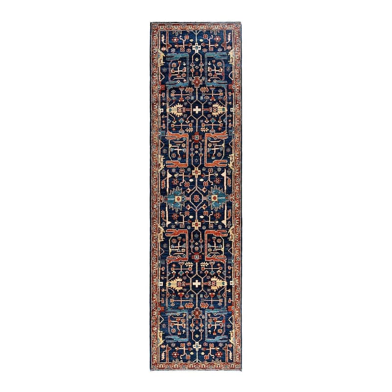 Serapi One-of-a-Kind Hand-Knotted Runner Rug - Blue, 2' 7" x 9' 9" - 2' 7" x 9' 9"