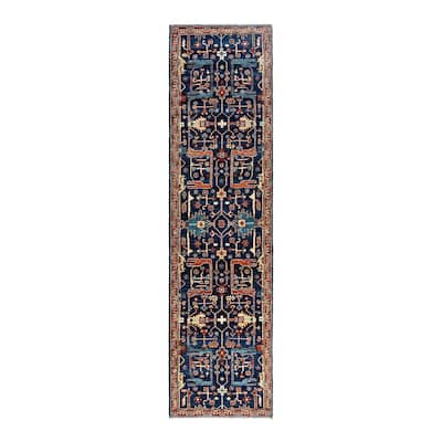 Serapi One-of-a-Kind Hand-Knotted Runner Rug - Blue, 2' 7" x 9' 9" - 2' 7" x 9' 9"