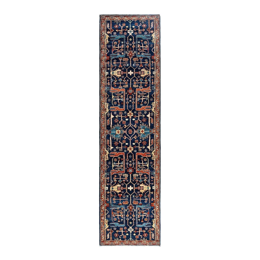 Serapi One-of-a-Kind Hand-Knotted Runner Rug - Blue, 2' 7" x 9' 9" - 2' 7" x 9' 9"