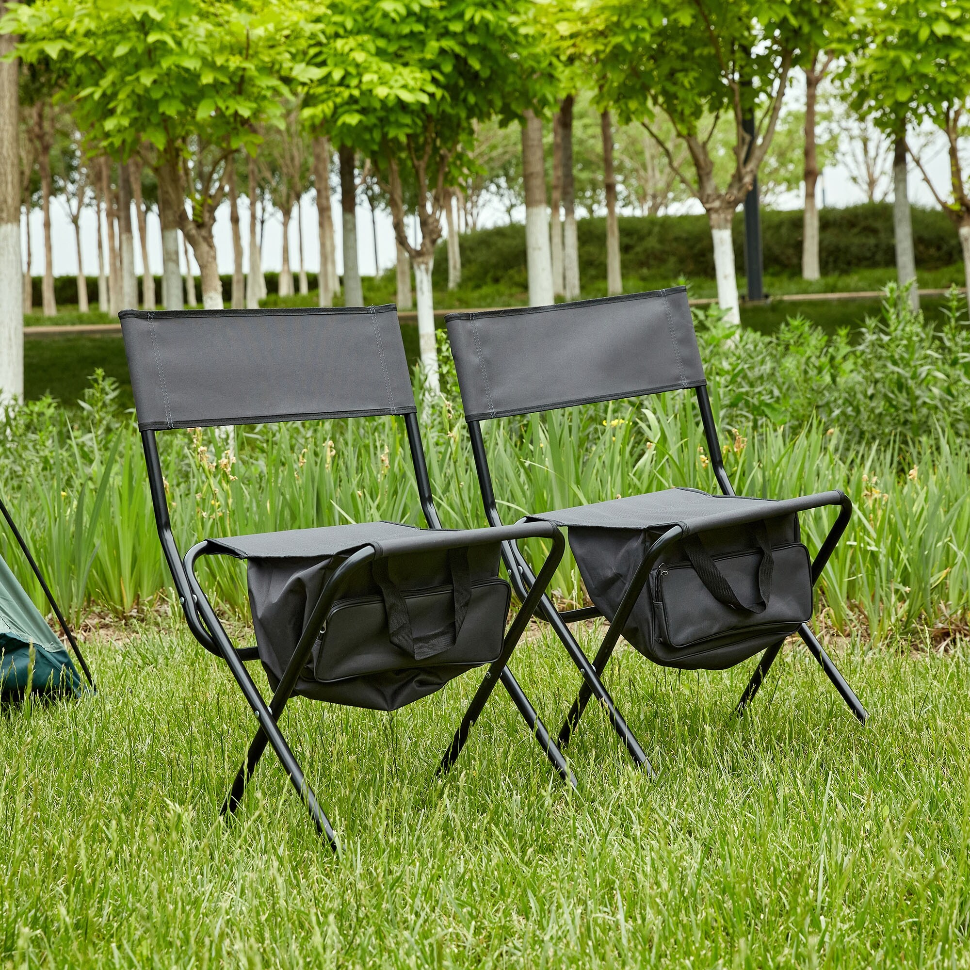 Malwee Outdoor Camping Folding Chair with Storage Pockets Support 400 LBS Steel Frame Collapsible Portable Padded Arm Chair Bed Bath Beyond 39167179