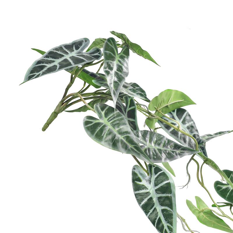 Variegated Artificial Alocasia Leaf Vine Hanging Plant Greenery Foliage Bush 36in - 36" L x 12" W x 6" DP
