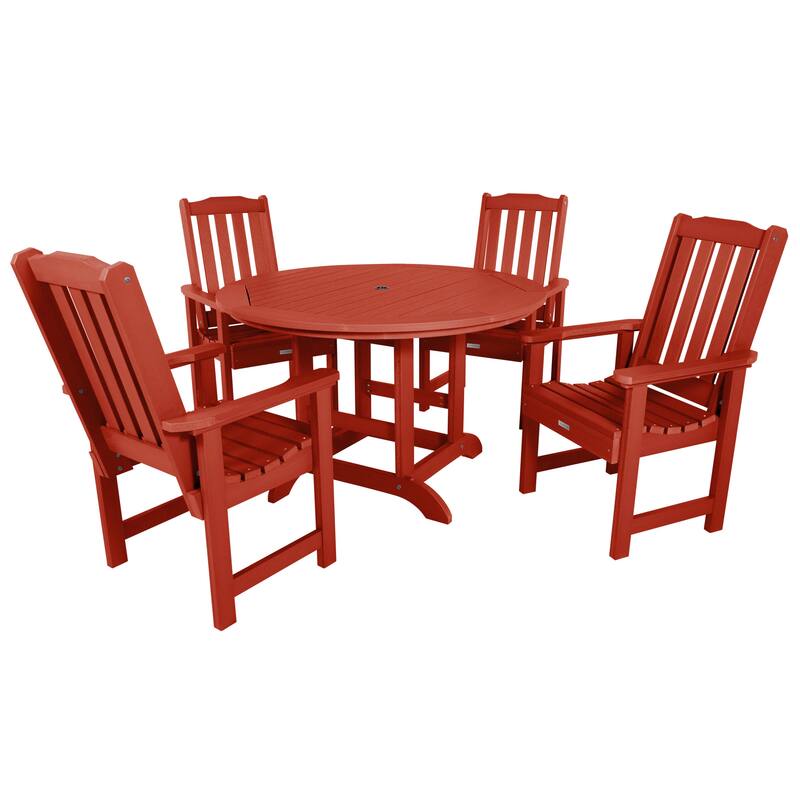 Lehigh 5-piece Outdoor Dining Set - 48" Round Table, Dining-height - Rustic Red