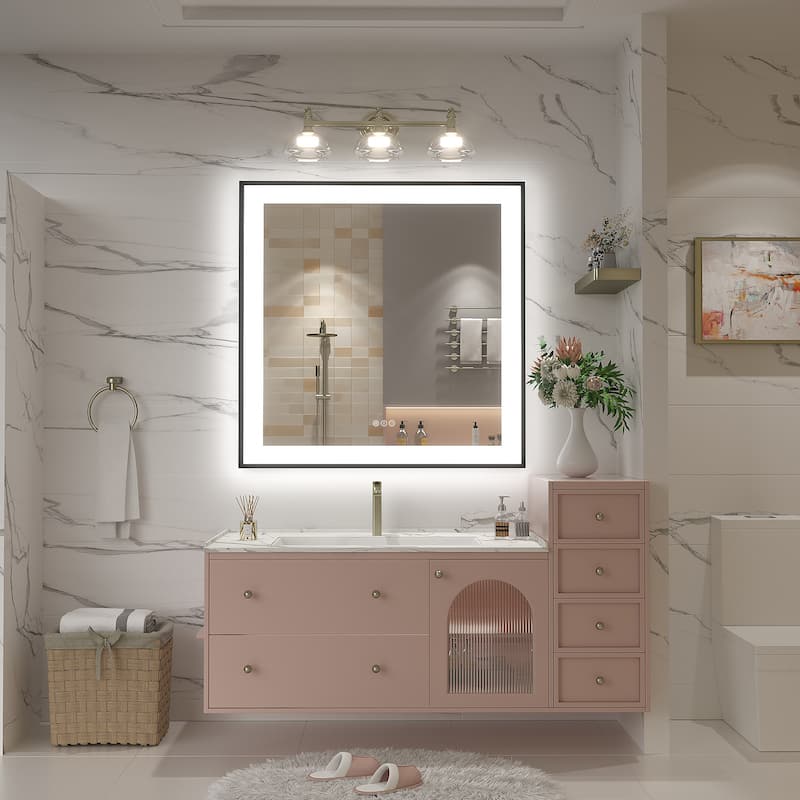 Front & Back LED Anti-Fog Tempered Glass Framed Bathroom/Vanity Mirror 3-Year Warranty