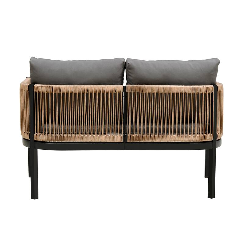 Multi-person Outdoor Sofa Set with Modular Design Iron Frame and Glass Table for Patios Backyards