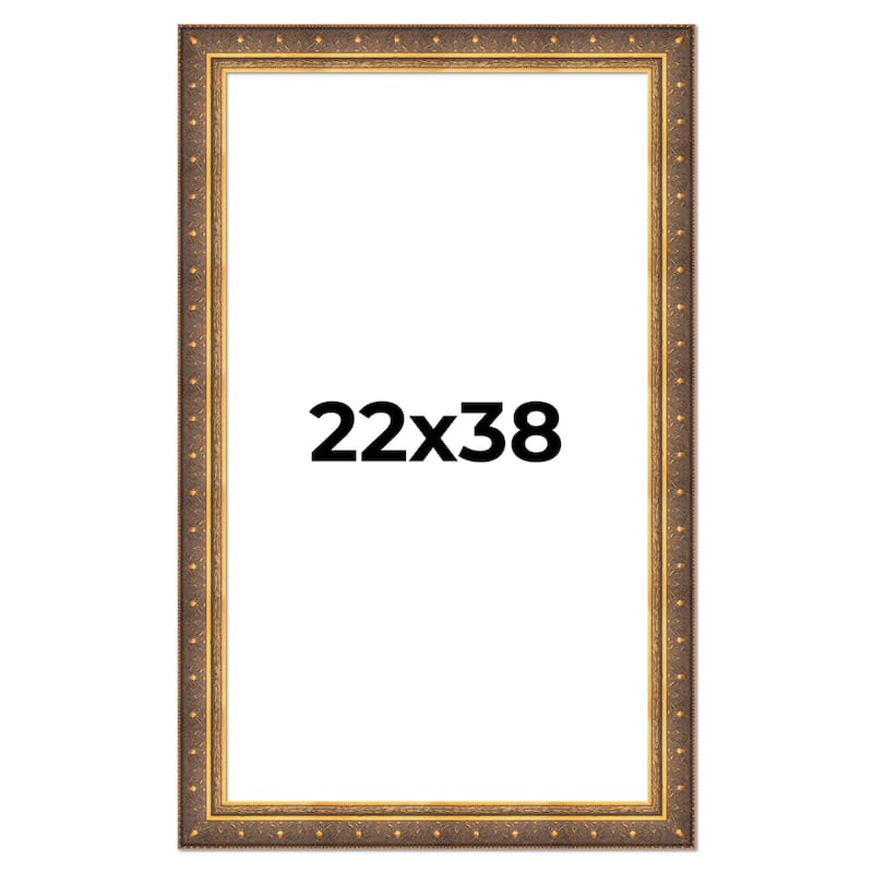 22x38 Frame Vintage Gold Solid Wood Picture Frame | 2.5 Inch Moulding