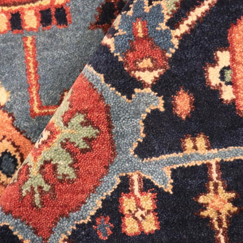 Pasargad Home Serapi Hand-Knotted Rust/Navy Wool Area Rug