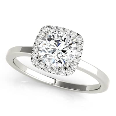 Auriya 14k-White Gold Lab Grown Round Diamond Halo Engagement Ring 0.50 to 5.00 ct. tw. (F-G VS)