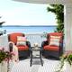 OVIOS 3-piece Rattan Wicker Rocking Swivel Chair Set