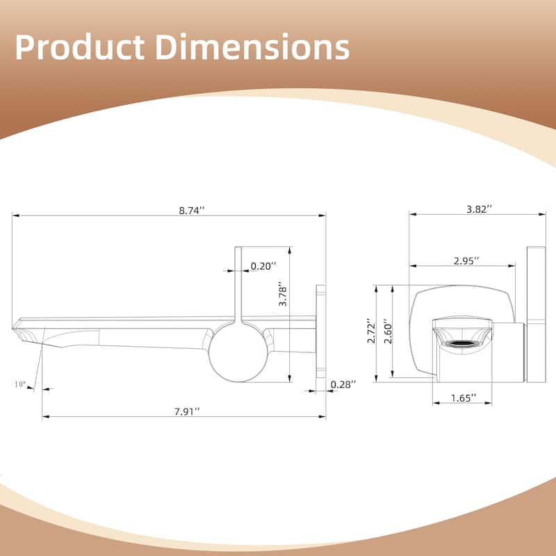 Modland Wall Mount Single Hole Bathroom Faucet with Valve Single Handle And Hot/Cold Indicator