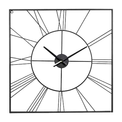 Metal Open Frame Square Wall Clock - Black or Gold - CosmoLiving by Cosmopolitan