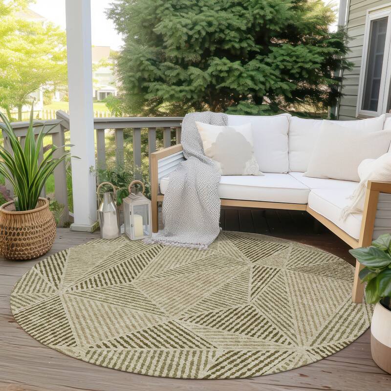 Machine Washable Indoor/ Outdoor Chantille Geometric Mosaic Rug