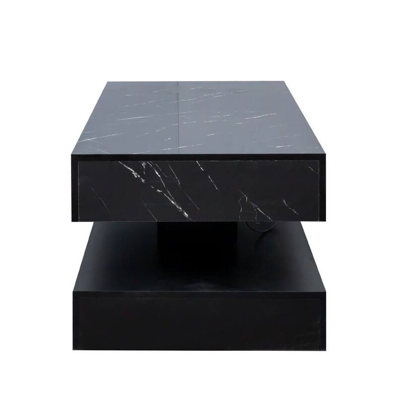 16.93 Inch Modern Coffee Table Stylish Coffee Table LED Coffee Table with Drawers and LED Lights, for Living Room
