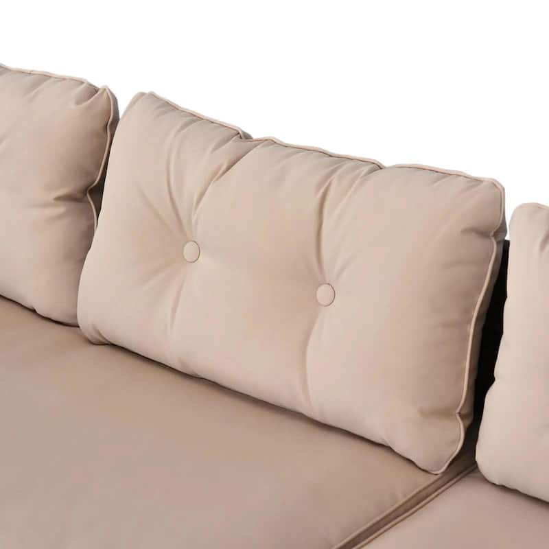3PC PE Rattan Sectional Set, Chaise Loveseat Ottoman, Deep Cushion