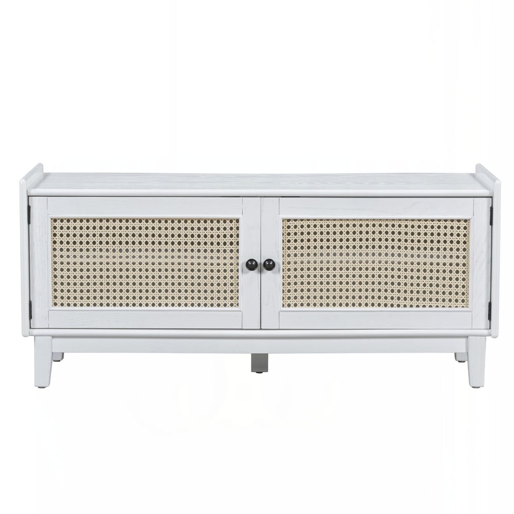 Cushioned Shoe Bench with Double Doors