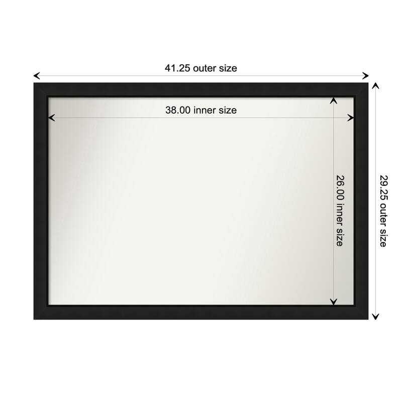 Midnight Black Narrow Framed Non-Beveled Custom Wall Mirror, Bathroom Vanity Mirror - Outer Size: 41.25 x 29.25