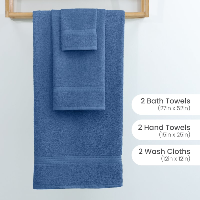 Superior Miami 100% Cotton 6-Piece Towel Set - Lightweight & Quick Drying