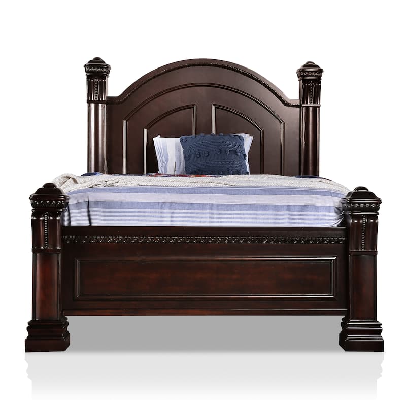 Furniture of America Tay Traditional Cherry Solid Wood Four Poster Bed