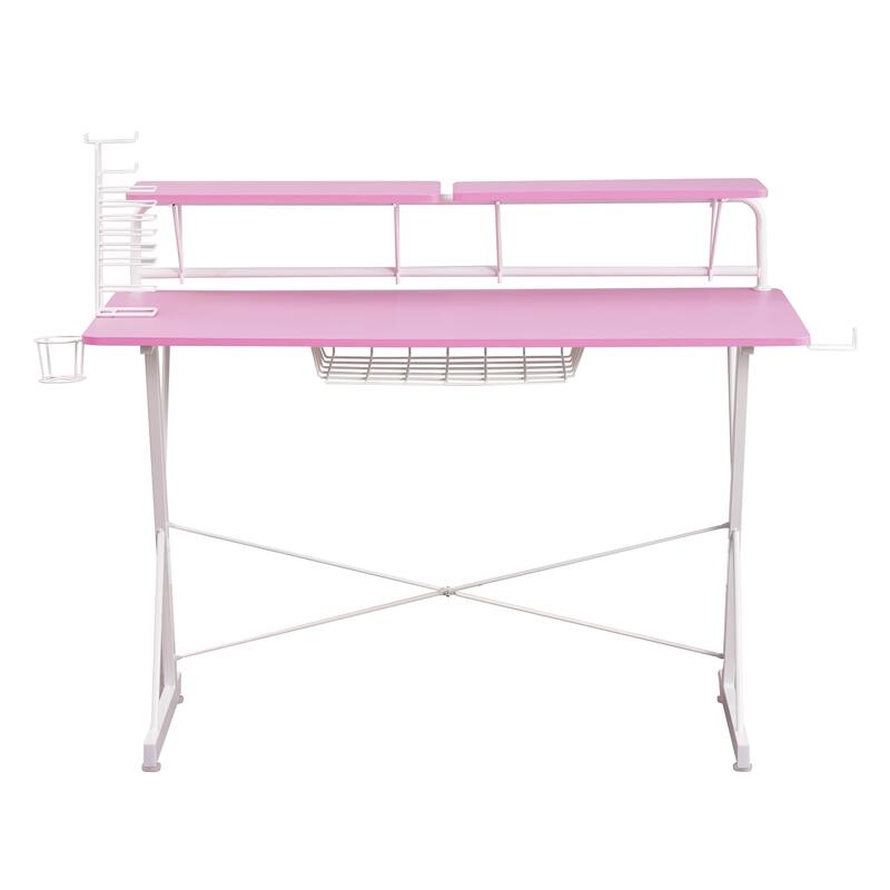 High-Tech Gaming Desk with Carbon Fiber Top, Steel Frame, and Media Storage for Gamers and Home Offices