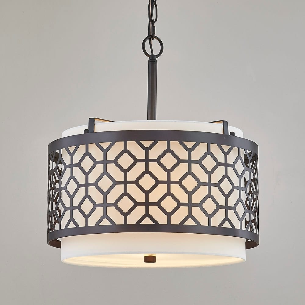 Melrose 2-Light Drum Metal Shade Pendant Light - Brushed Nickel