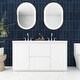 preview thumbnail 110 of 152, Floating Bathroom Vanity with Integrated Resin Top 59.06'' x 19.69'' x 33.46'' - High Glossy White