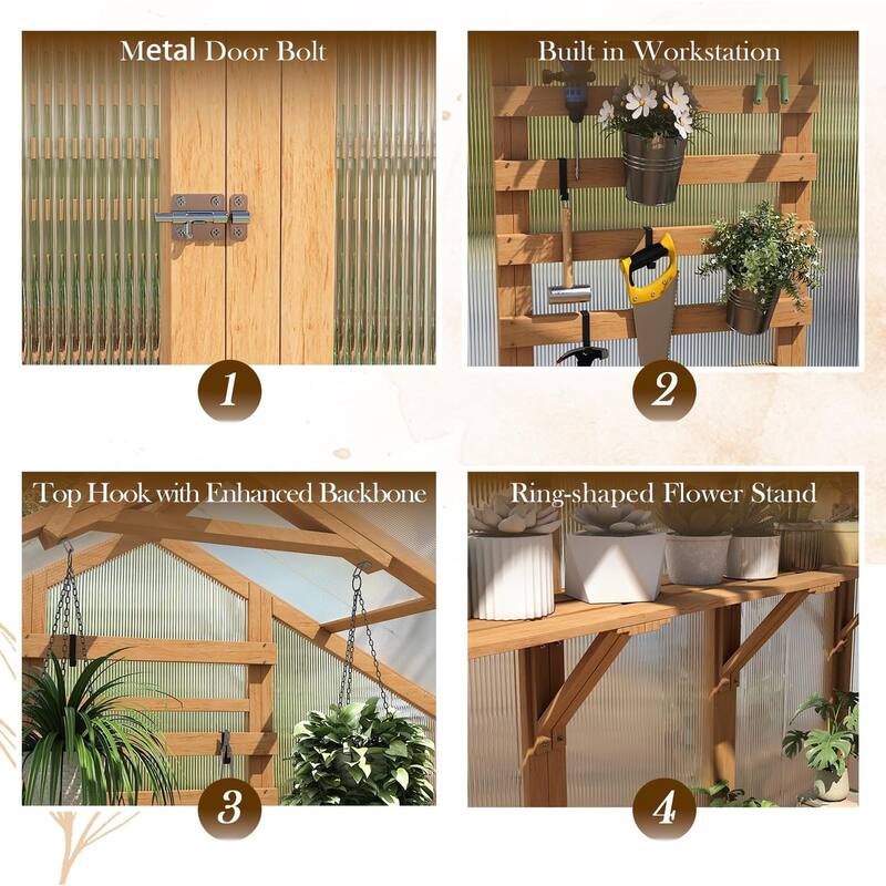 AECOJOY Heavy Duty Wood Greenhouse, Greenhouses for Outdoors with Openable Window & Lockable Door