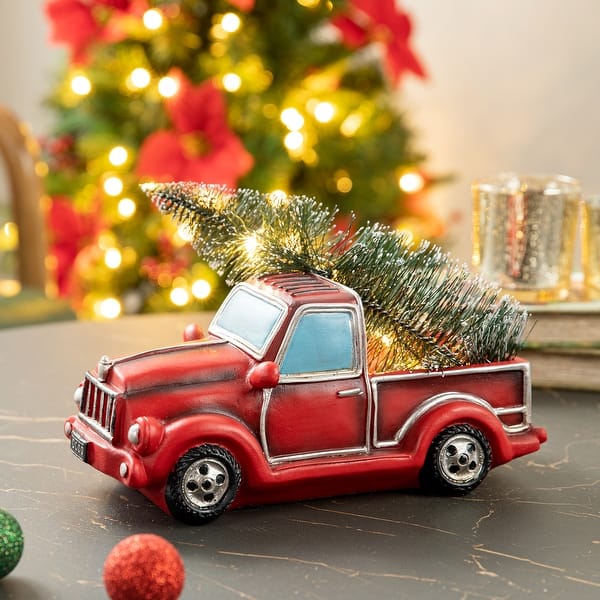 slide 2 of 16, Glitzhome LED Lighted Red Truck Christmas Table Decor - 11"l*5.2"w*6"h Red